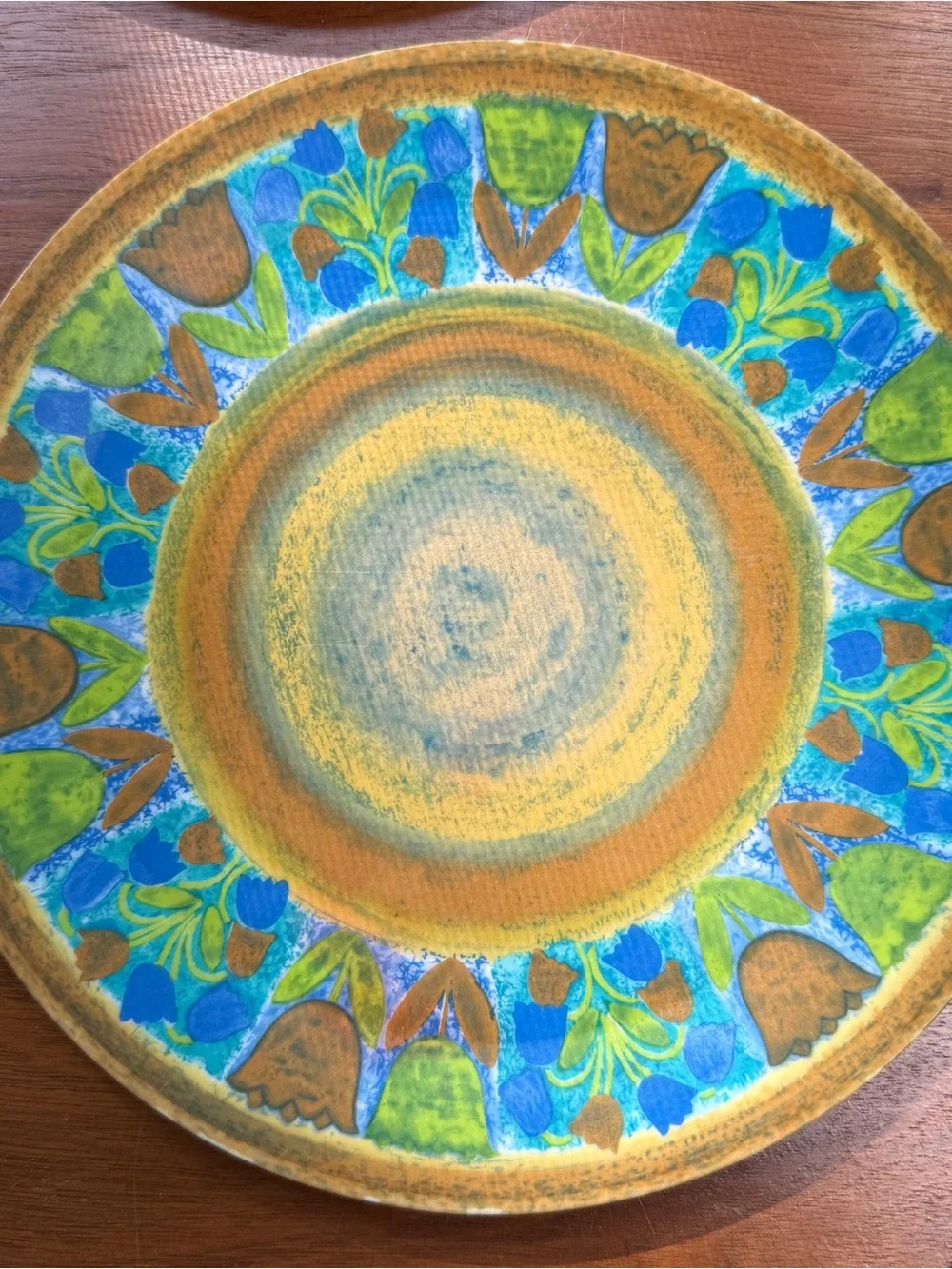 Vintage MCM OneidaWare Salad Plates Set Of 6 Melamine 8” Green 70s Flower Power
